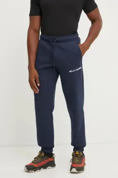 Helly Hansen pantaloni de trening Cotton Fleece culoarea albastru marin, neted, 54163 imagine