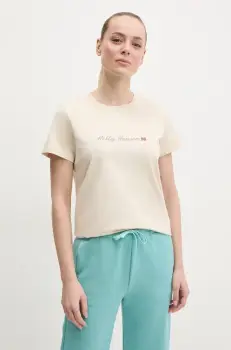 Helly Hansen tricou din bumbac CORE GRAPHIC femei, culoarea bej, 54592 imagine