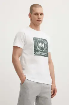 Helly Hansen tricou din bumbac culoarea alb, modelator imagine