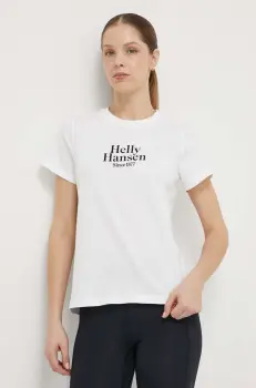 Helly Hansen tricou din bumbac femei, culoarea alb imagine