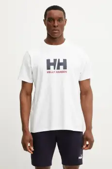 Helly Hansen tricou din bumbac HH LOGO barbati, culoarea alb, cu imprimeu, 54596 imagine