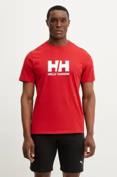 Helly Hansen tricou din bumbac HH LOGO barbati, culoarea rosu, cu imprimeu, 54596 imagine