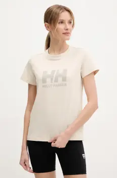 Helly Hansen tricou din bumbac HH LOGO femei, culoarea bej, 54593 imagine