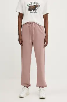 Herschel pantaloni de trening din bumbac femei, culoarea maro, uni, 50298-02077 imagine
