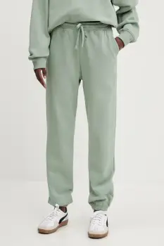 Herschel pantaloni de trening din bumbac femei, culoarea verde, uni, 50298-01898 imagine