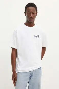 Herschel tricou din bumbac barbati, culoarea alb, cu imprimeu imagine
