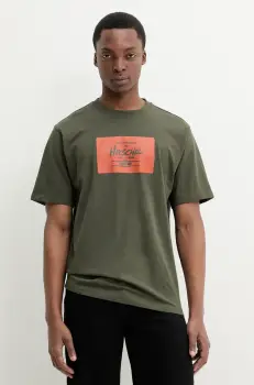 Herschel tricou din bumbac culoarea verde, cu imprimeu, 50548-01572 imagine