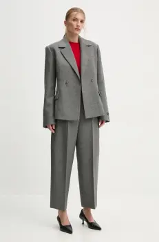 Herskind geaca de lana Wasty culoarea gri, cu doua randuri de nasturi, melanj, 5399140 imagine