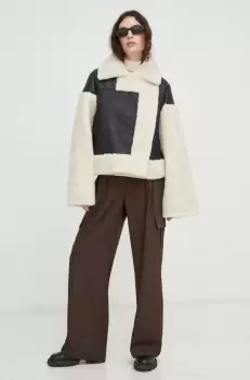 Herskind geaca de piele femei, culoarea negru, de tranzitie imagine