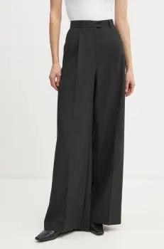 Herskind pantaloni din lana Kelly culoarea negru, lat, high waist, 5405134 imagine