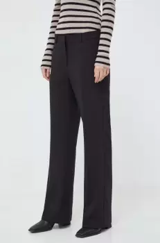 Herskind pantaloni femei, culoarea negru, drept, high waist imagine
