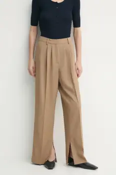 Herskind pantaloni Rupert femei, culoarea maro, drept, high waist, 5412177 imagine