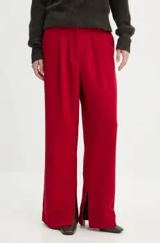 Herskind pantaloni Rupert femei, culoarea rosu, lat, high waist, 5317668 imagine