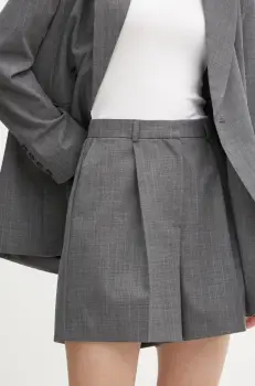 Herskind pantaloni scurti din lana Reggy culoarea gri, neted, high waist, 5404134 imagine