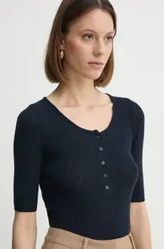 Herskind pulover de lana Agnes femei, culoarea albastru marin, light, 5433825 imagine