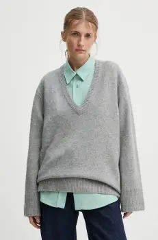 Herskind pulover de lana Dicte femei, culoarea gri, 5337974 imagine