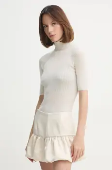 Herskind pulover de lana Evangalista femei, culoarea bej, light, cu guler, 5432825 imagine