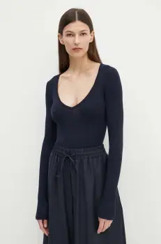 Herskind pulover din amestec de matase Nova culoarea albastru marin, light, 5266106 imagine