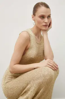 Herskind rochie culoarea galben, maxi, mulata imagine