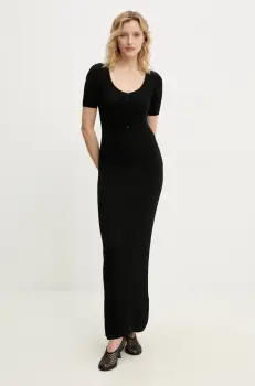 Herskind rochie din amestec de matase Mira culoarea negru, maxi, mulata, 5536106 imagine