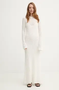 Herskind rochie din bumbac Kine culoarea bej, maxi, mulata, 5522910 imagine