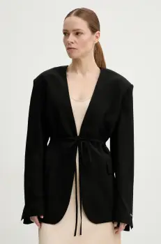 Herskind sacou Indiana culoarea negru, oversize, uni, 5554190 imagine