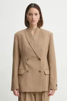 Herskind sacou Laila culoarea maro, cu doua randuri de nasturi, neted, 5411177 imagine