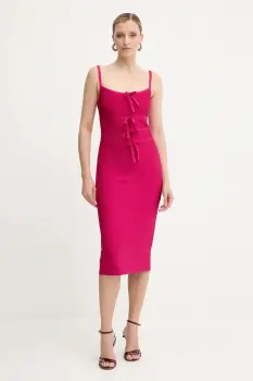 Herve Leger rochie Alicia culoarea roz, midi, mulata, HBB8524977 imagine