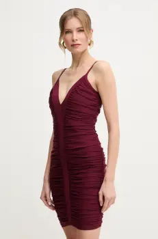 Herve Leger rochie Andrea culoarea bordo, mini, mulata, RME8499595 imagine
