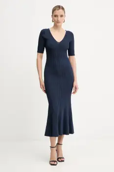 Herve Leger rochie Aria culoarea albastru marin, midi, mulata, DCR8524128 imagine