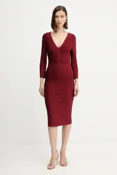 Herve Leger rochie Athena culoarea bordo, mini, mulata, DRB8536267 imagine