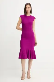 Herve Leger rochie Bridget culoarea violet, midi, evazati, DGR8535468 imagine