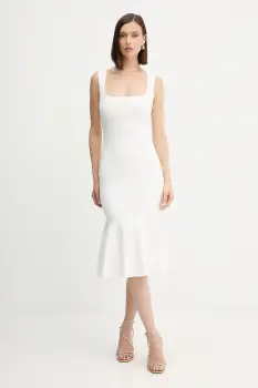 Herve Leger rochie Camille culoarea alb, midi, evazati, DSP8535748 imagine