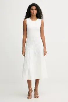 Herve Leger rochie Cassia culoarea bej, midi, evazati, DMC8548625 imagine