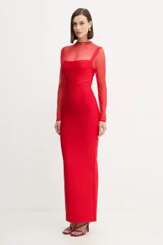 Herve Leger rochie Ella culoarea rosu, midi, mulata, HLT8525928 imagine