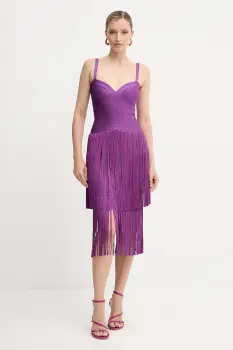 Herve Leger rochie Georgia culoarea violet, mini, mulata, FRI8525605 imagine