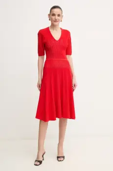 Herve Leger rochie Lyla culoarea rosu, mini, evazati, SHO8284542 imagine