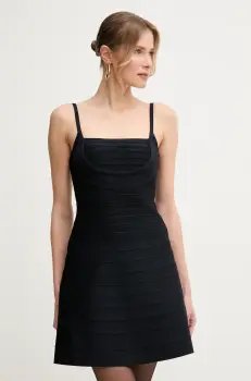 Herve Leger rochie Milly culoarea albastru marin, mini, evazati, HLT8499590 imagine