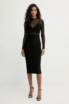 Herve Leger rochie Noelle culoarea negru, midi, mulata, HLS8551011 imagine