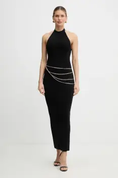 Herve Leger rochie Sybil culoarea negru, maxi, mulata, HLT8551197 imagine