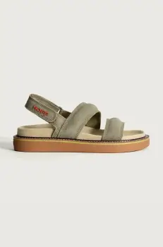 Hoff sandale din piele intoarsa ROAD CAQUI femei, culoarea verde, 12412004 ROAD imagine