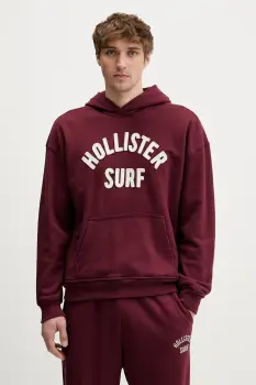 Hollister Co. bluza culoarea bordo, cu gluga, cu imprimeu, KI322-5388-530 imagine
