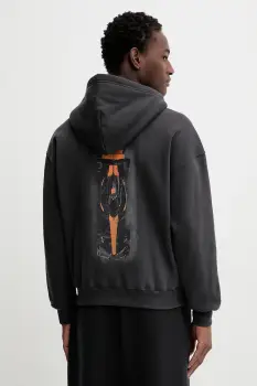 Hollister Co. bluza culoarea gri, cu gluga, cu imprimeu, KI322-5159 imagine