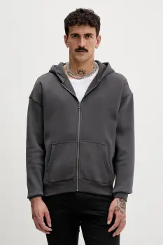 Hollister Co. bluza culoarea gri, cu gluga, uni, KI322-5449-902 imagine