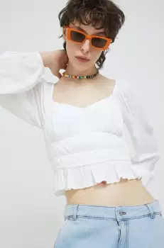 Hollister Co. bluza femei, culoarea alb, neted imagine