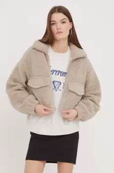 Hollister Co. bluza femei, culoarea bej, neted imagine