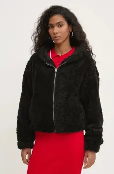 Hollister Co. bluza femei, culoarea negru, cu gluga, neted, KI344-4400 imagine