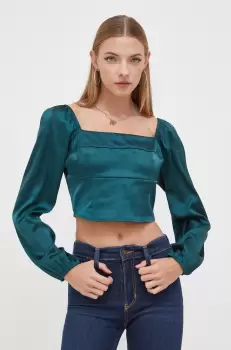 Hollister Co. bluza femei, culoarea verde, neted imagine