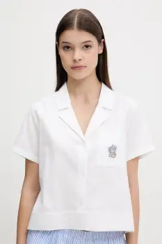 Hollister Co. camasa de pijama din bumbac culoarea alb, bumbac, KI346-5055 imagine