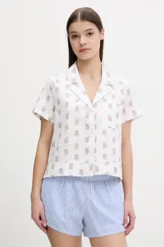 Hollister Co. camasa de pijama din bumbac culoarea alb, bumbac, KI346-5055 imagine